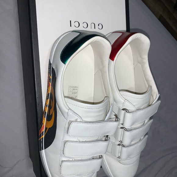 Gucci Ace Interlocking GG Leather 3 Strap Sneakers - Picture 3 of 8